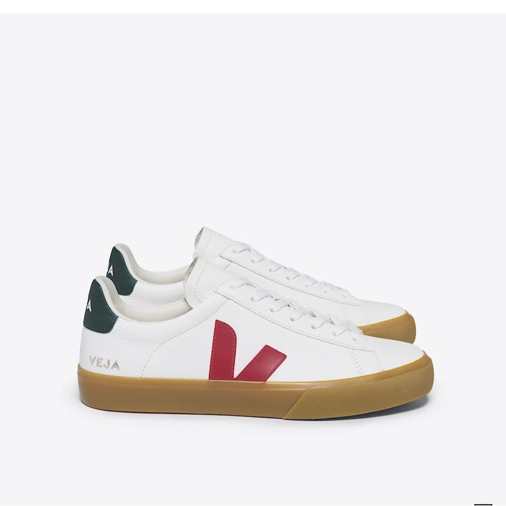 Veja Campo leather Sneakers with Red Logo and Green Heel